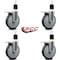 Service Caster 6'' Thermoplastic Rubber Swivel 1-7/8'' Expanding Stem Caster Set Total Lock Brake, 4PK SCC-EXTTL20S614-TPRB-178-4 - alternate 2